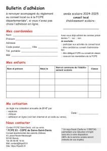 Bulletin d'adhésion à la FCPE